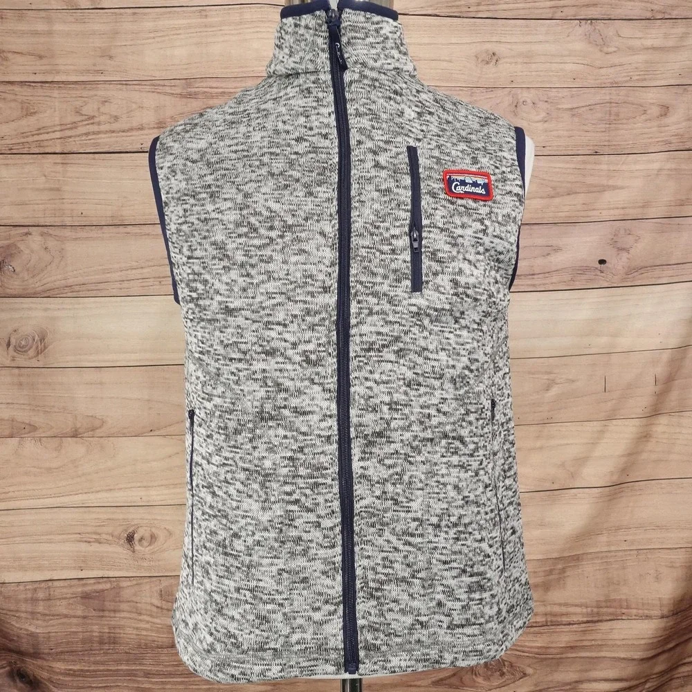 St. Louis Cardinals Vest Mens M Gray MLB Baseball Full Zip Fleece Knit